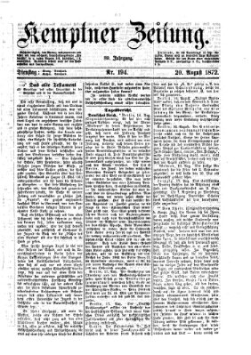 Kemptner Zeitung Dienstag 20. August 1872