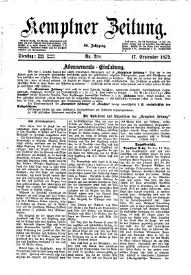 Kemptner Zeitung Dienstag 17. September 1872