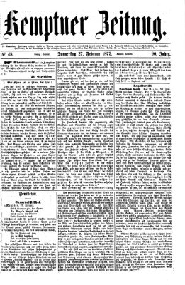 Kemptner Zeitung Donnerstag 27. Februar 1873