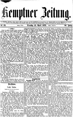 Kemptner Zeitung Dienstag 22. April 1873