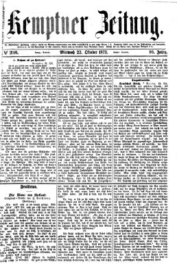 Kemptner Zeitung Mittwoch 22. Oktober 1873