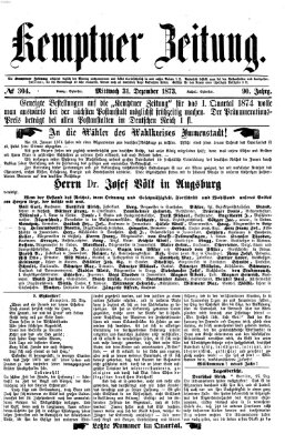 Kemptner Zeitung Mittwoch 31. Dezember 1873