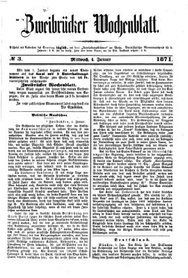 Zweibrücker Wochenblatt Mittwoch 4. Januar 1871