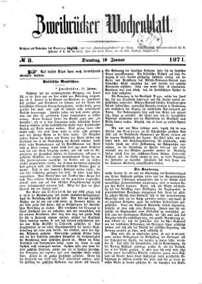 Zweibrücker Wochenblatt Dienstag 10. Januar 1871