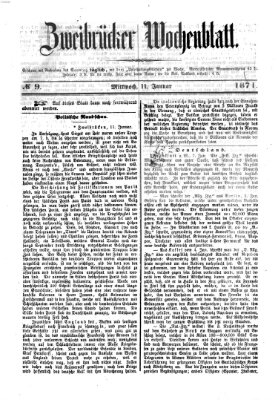 Zweibrücker Wochenblatt Mittwoch 11. Januar 1871