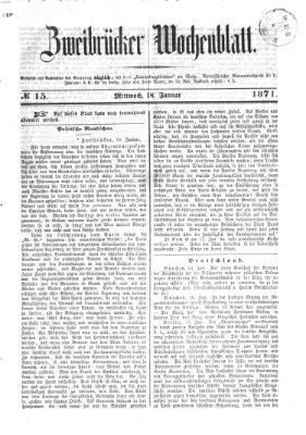 Zweibrücker Wochenblatt Mittwoch 18. Januar 1871