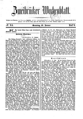 Zweibrücker Wochenblatt Samstag 21. Januar 1871