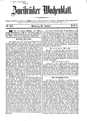 Zweibrücker Wochenblatt Samstag 28. Januar 1871