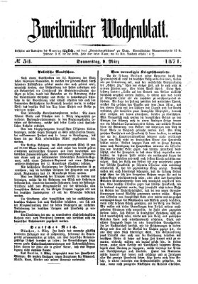 Zweibrücker Wochenblatt Donnerstag 9. März 1871