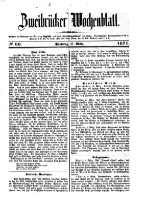 Zweibrücker Wochenblatt Samstag 11. März 1871