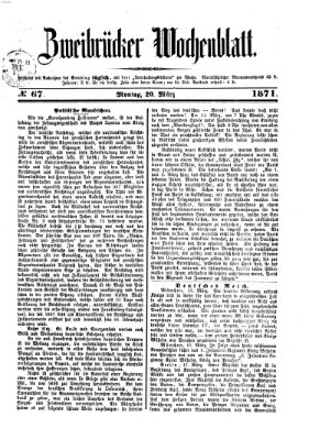 Zweibrücker Wochenblatt Montag 20. März 1871