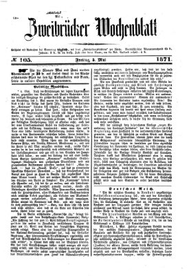 Zweibrücker Wochenblatt Freitag 5. Mai 1871