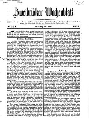 Zweibrücker Wochenblatt Dienstag 30. Mai 1871