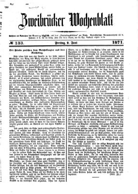 Zweibrücker Wochenblatt Freitag 9. Juni 1871