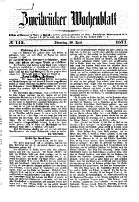 Zweibrücker Wochenblatt Dienstag 20. Juni 1871