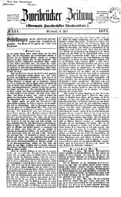 Zweibrücker Zeitung (Zweibrücker Wochenblatt) Mittwoch 5. Juli 1871