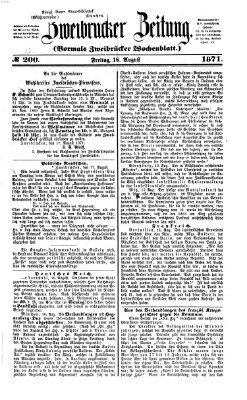 Zweibrücker Zeitung (Zweibrücker Wochenblatt) Freitag 18. August 1871