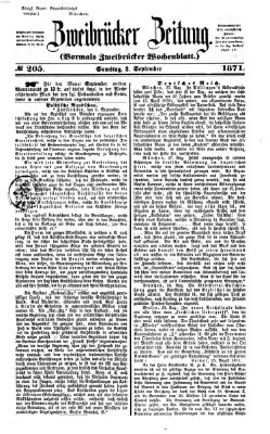 Zweibrücker Zeitung (Zweibrücker Wochenblatt) Samstag 2. September 1871