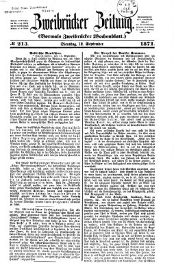 Zweibrücker Zeitung (Zweibrücker Wochenblatt) Dienstag 12. September 1871