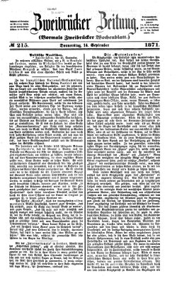 Zweibrücker Zeitung (Zweibrücker Wochenblatt) Donnerstag 14. September 1871