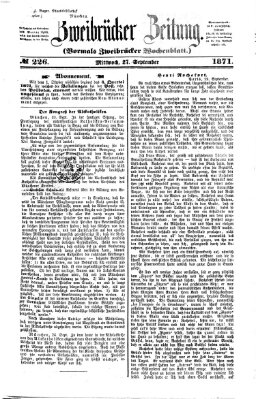 Zweibrücker Zeitung (Zweibrücker Wochenblatt) Mittwoch 27. September 1871