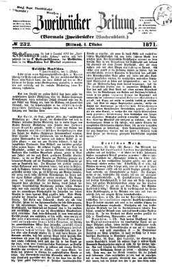 Zweibrücker Zeitung (Zweibrücker Wochenblatt) Mittwoch 4. Oktober 1871