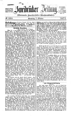 Zweibrücker Zeitung (Zweibrücker Wochenblatt) Samstag 7. Oktober 1871