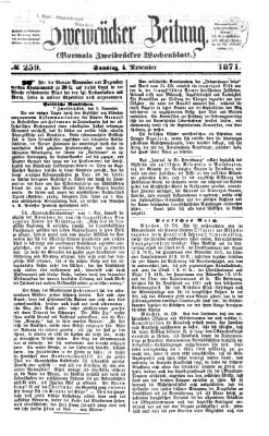 Zweibrücker Zeitung (Zweibrücker Wochenblatt) Samstag 4. November 1871