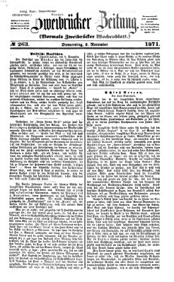 Zweibrücker Zeitung (Zweibrücker Wochenblatt) Donnerstag 9. November 1871