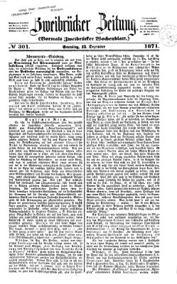 Zweibrücker Zeitung (Zweibrücker Wochenblatt) Samstag 23. Dezember 1871