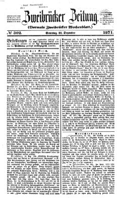 Zweibrücker Zeitung (Zweibrücker Wochenblatt) Sonntag 24. Dezember 1871