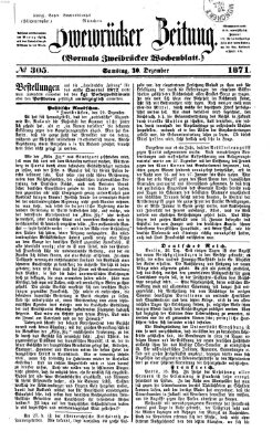 Zweibrücker Zeitung (Zweibrücker Wochenblatt) Samstag 30. Dezember 1871