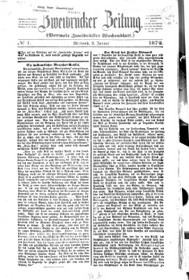 Zweibrücker Zeitung (Zweibrücker Wochenblatt) Mittwoch 3. Januar 1872