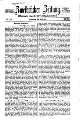 Zweibrücker Zeitung (Zweibrücker Wochenblatt) Samstag 10. Februar 1872