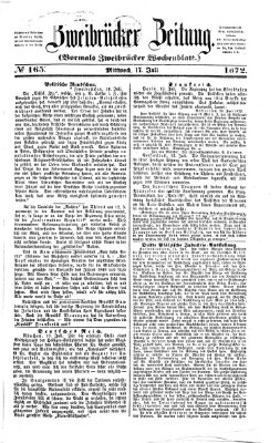 Zweibrücker Zeitung (Zweibrücker Wochenblatt) Mittwoch 17. Juli 1872