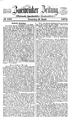 Zweibrücker Zeitung (Zweibrücker Wochenblatt) Donnerstag 22. August 1872