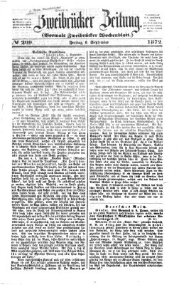 Zweibrücker Zeitung (Zweibrücker Wochenblatt) Freitag 6. September 1872