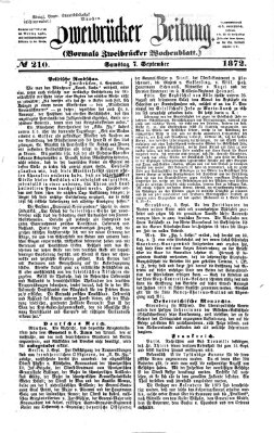 Zweibrücker Zeitung (Zweibrücker Wochenblatt) Samstag 7. September 1872