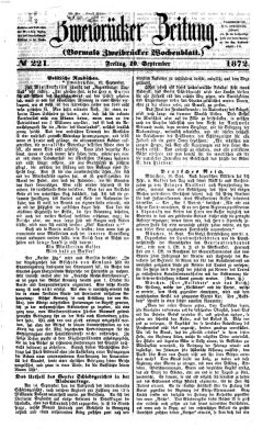 Zweibrücker Zeitung (Zweibrücker Wochenblatt) Freitag 20. September 1872