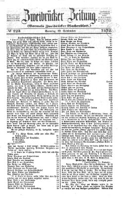 Zweibrücker Zeitung (Zweibrücker Wochenblatt) Sonntag 22. September 1872