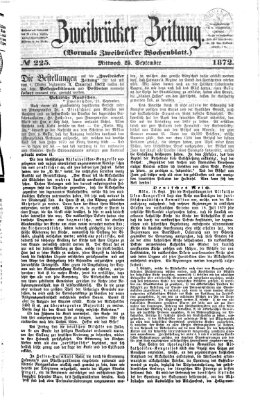 Zweibrücker Zeitung (Zweibrücker Wochenblatt) Mittwoch 25. September 1872