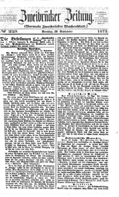 Zweibrücker Zeitung (Zweibrücker Wochenblatt) Sonntag 29. September 1872