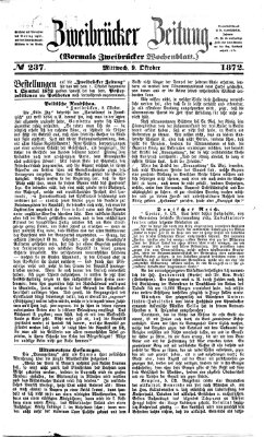 Zweibrücker Zeitung (Zweibrücker Wochenblatt) Mittwoch 9. Oktober 1872