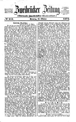 Zweibrücker Zeitung (Zweibrücker Wochenblatt) Sonntag 13. Oktober 1872