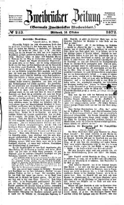 Zweibrücker Zeitung (Zweibrücker Wochenblatt) Mittwoch 16. Oktober 1872