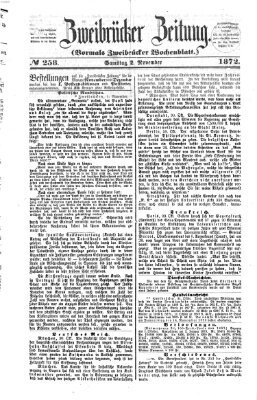 Zweibrücker Zeitung (Zweibrücker Wochenblatt) Samstag 2. November 1872