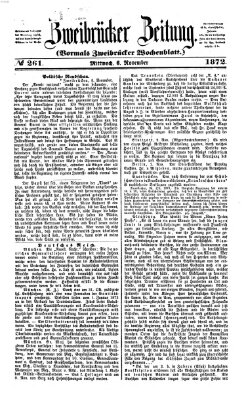 Zweibrücker Zeitung (Zweibrücker Wochenblatt) Mittwoch 6. November 1872