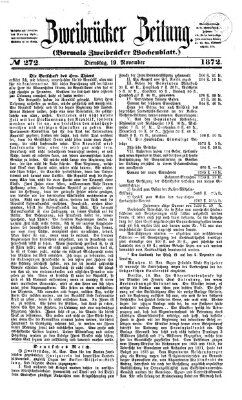 Zweibrücker Zeitung (Zweibrücker Wochenblatt) Dienstag 19. November 1872