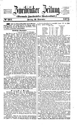 Zweibrücker Zeitung (Zweibrücker Wochenblatt) Freitag 29. November 1872