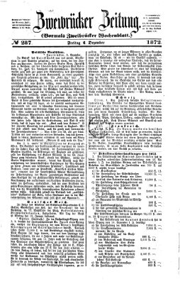 Zweibrücker Zeitung (Zweibrücker Wochenblatt) Freitag 6. Dezember 1872